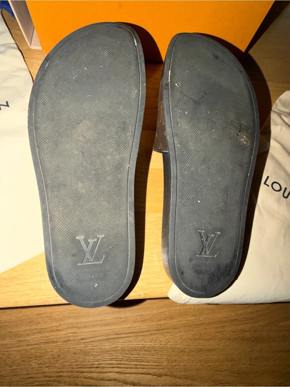 Louis Vuitton Waterfront Mule Men’s Black Brown Monogram Slide Sandals size 7